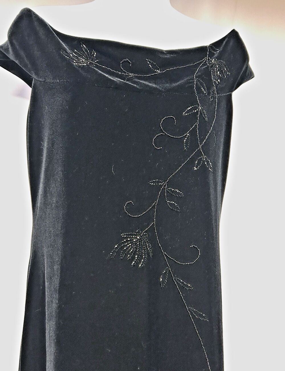 Crimson by Lawrence Kurtz Women's 10 Eve Maxi Party Dress Black Velour Beaded